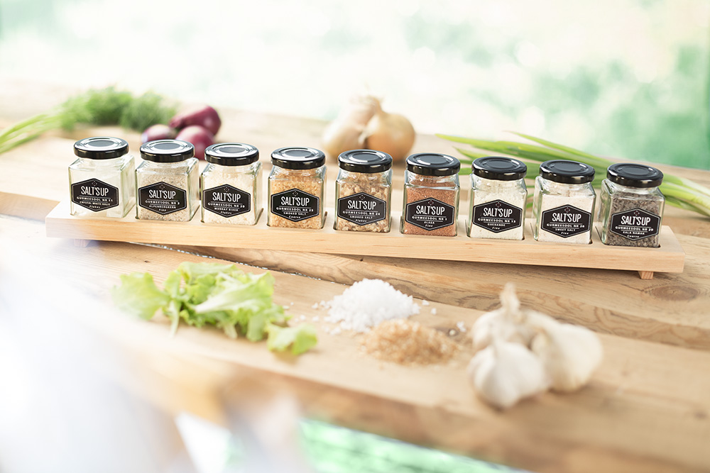 Collection of Salt'sUp gourmet salts from around the world
