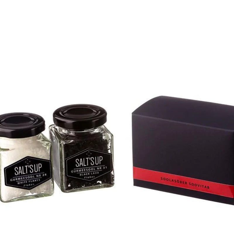 GIFT BOX OF 2 GOURMET SALT FLAKES "BLACK AND WHITE DOG"