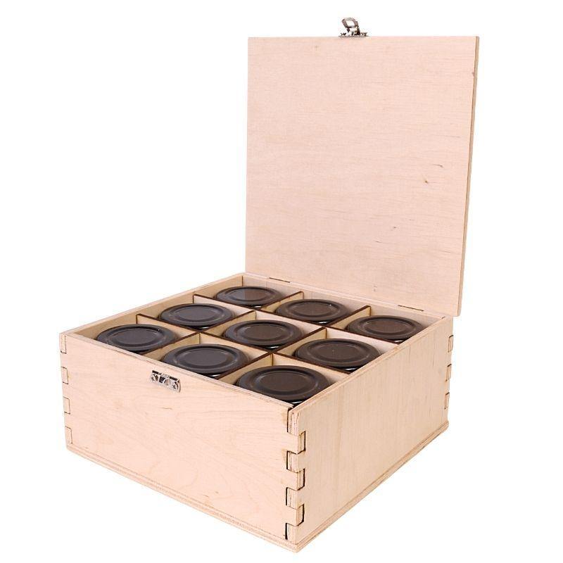 Wooden gift box with 9 gourmet salt and pepper - SaltsUp shop